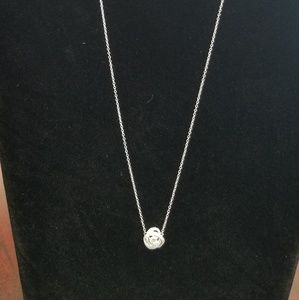 Sterling silver CZ love knot necklace